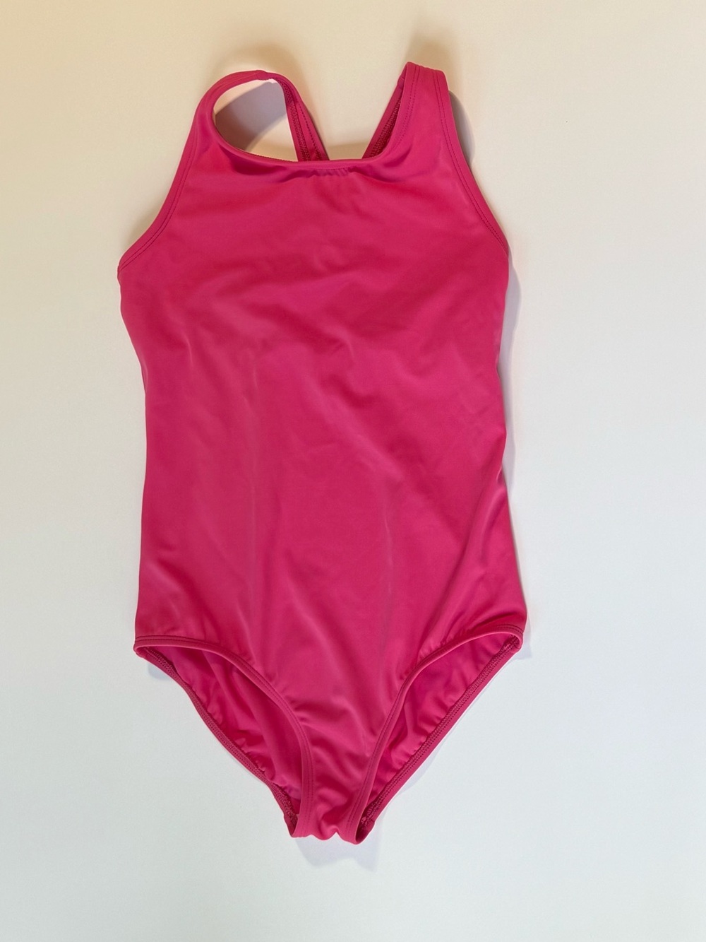 Lands End Girls Size 12 Bright Pink One-Piece Swimsuit